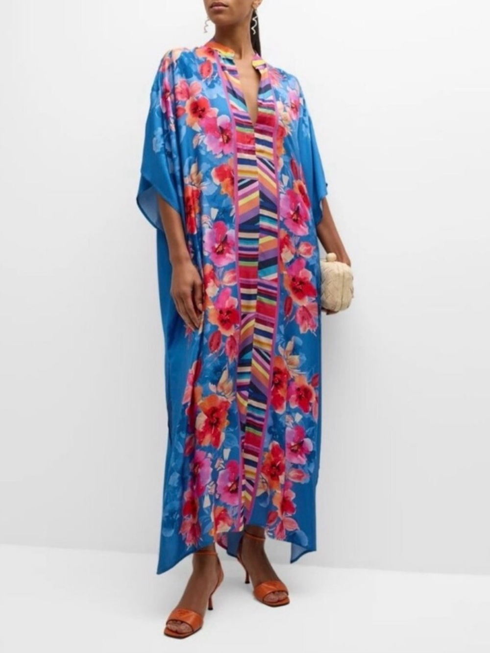 NWT Johnny Was Summer Days Maxi Kaftan Small/ Medium Floral Maxi Silk Boho